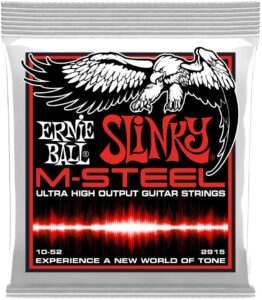 Ernie Ball M-Steel Skinny Top-Heavy Bottom Set are the best Ernie Ball strings for metal