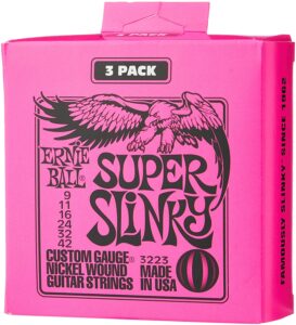 Ernie Ball Super Slinky 3-Pack Electric Guitar Strings are the best strings for Gibson SG