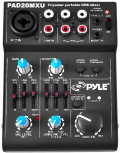 Pyle PAD20MXU DJ Mixer is the best battery powered DJ mixer